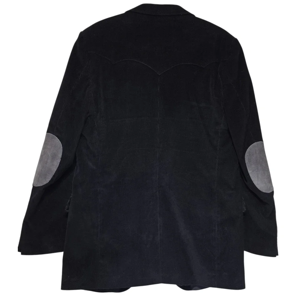 BRAD WHITNEY‎ Vintage Western Blazer Mens 40 Tall Black Corduroy Elbow Patch
